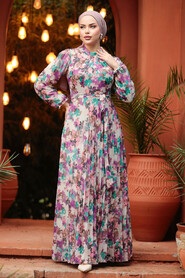  Purple Modest Floral Dresses 30065MOR - 3