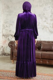  Purple Velvet High Quality Dress 3713MOR - 3