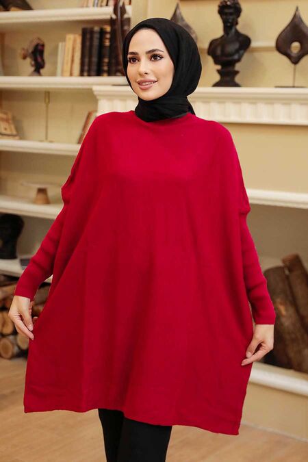  Red High Quality Knitwear Tunic 3399K - NEVA STYLE