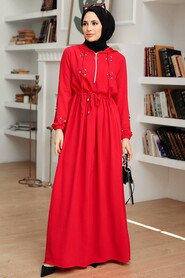  Red Hijab Maxi Dress 13260K - 3