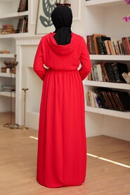  Red Hijab Maxi Dress 13260K - 4