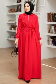  Red Hijab Maxi Dress 13260K - 2
