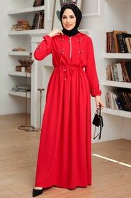  Red Hijab Maxi Dress 13260K - 1
