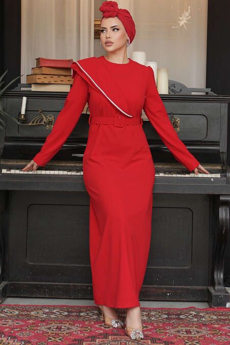  Red Modest Prom Dress 664K - NEVA STYLE