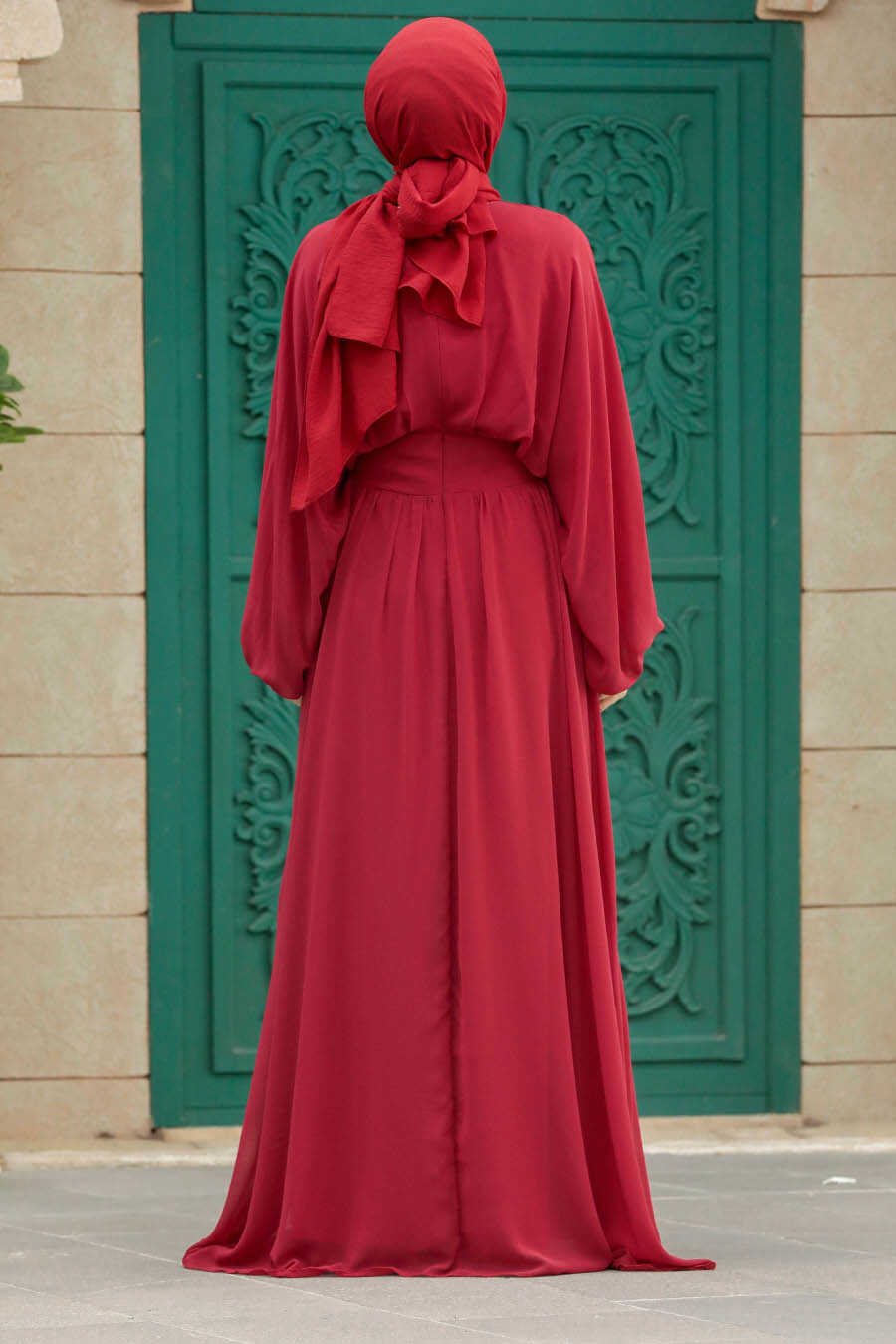 Neva Style - Red Turkish Hijab Engagement Gown 60681K