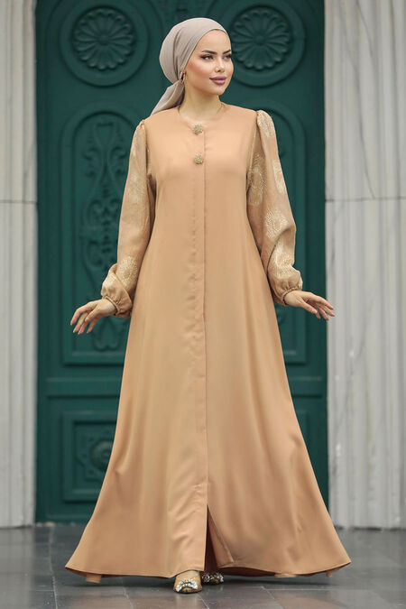  Salmon Pink Dubai Abaya 20157SMN - NEVA STYLE