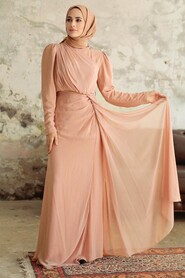  Salmon Pink Islamic Wedding Dress 5736SMNN - NEVA STYLE