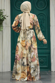 Neva Style - Salmon Pink Muslim Long Dress Style 30058SMN - Thumbnail