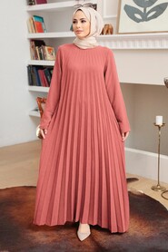 Salmon Pink Muslim Long Dress Style 76840SMN - NEVA STYLE