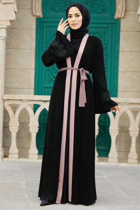  Salmon Pink Plus Size Abaya 55440SMN - NEVA STYLE