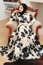  Satin Beige Modest Islamic Clothing Prom Dress 34101BEJ - 2