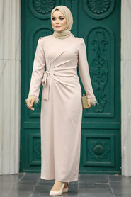  Satin Beige Muslim Wedding Gown 5921BEJ - 1