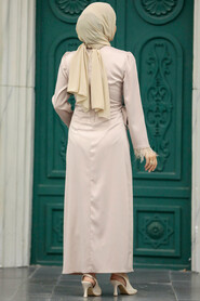  Satin Beige Muslim Wedding Gown 5921BEJ - 4