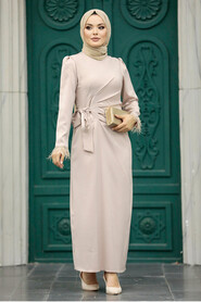  Satin Beige Muslim Wedding Gown 5921BEJ - 2