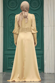  Satin Biscuit Muslim Bridesmaid Dress 4171BS - 4