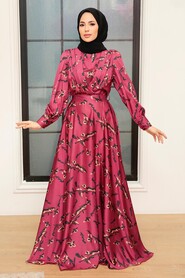  Satin Cherry Hijab Dress 3438VSN - 2