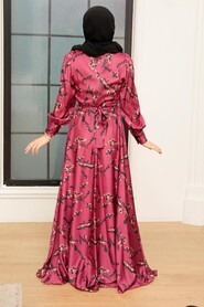  Satin Cherry Hijab Dress 3438VSN - 3