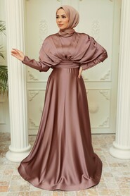  Satin Cooper Muslim Prom Dress 22470BKR - 2