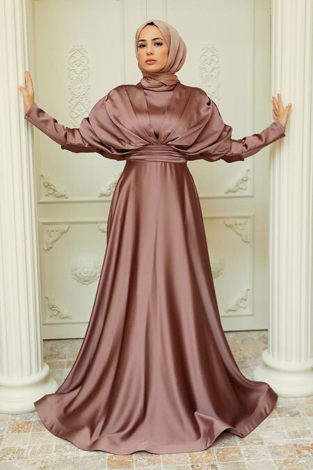  Satin Cooper Muslim Prom Dress 22470BKR - NEVA STYLE