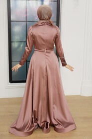  Satin Copper Hijab Wedding Gown 22401BKR - 3