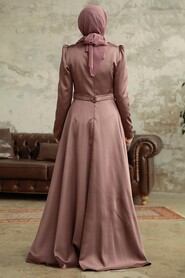  Satin Copper Islamic Wedding Dress 3967BKR - 2