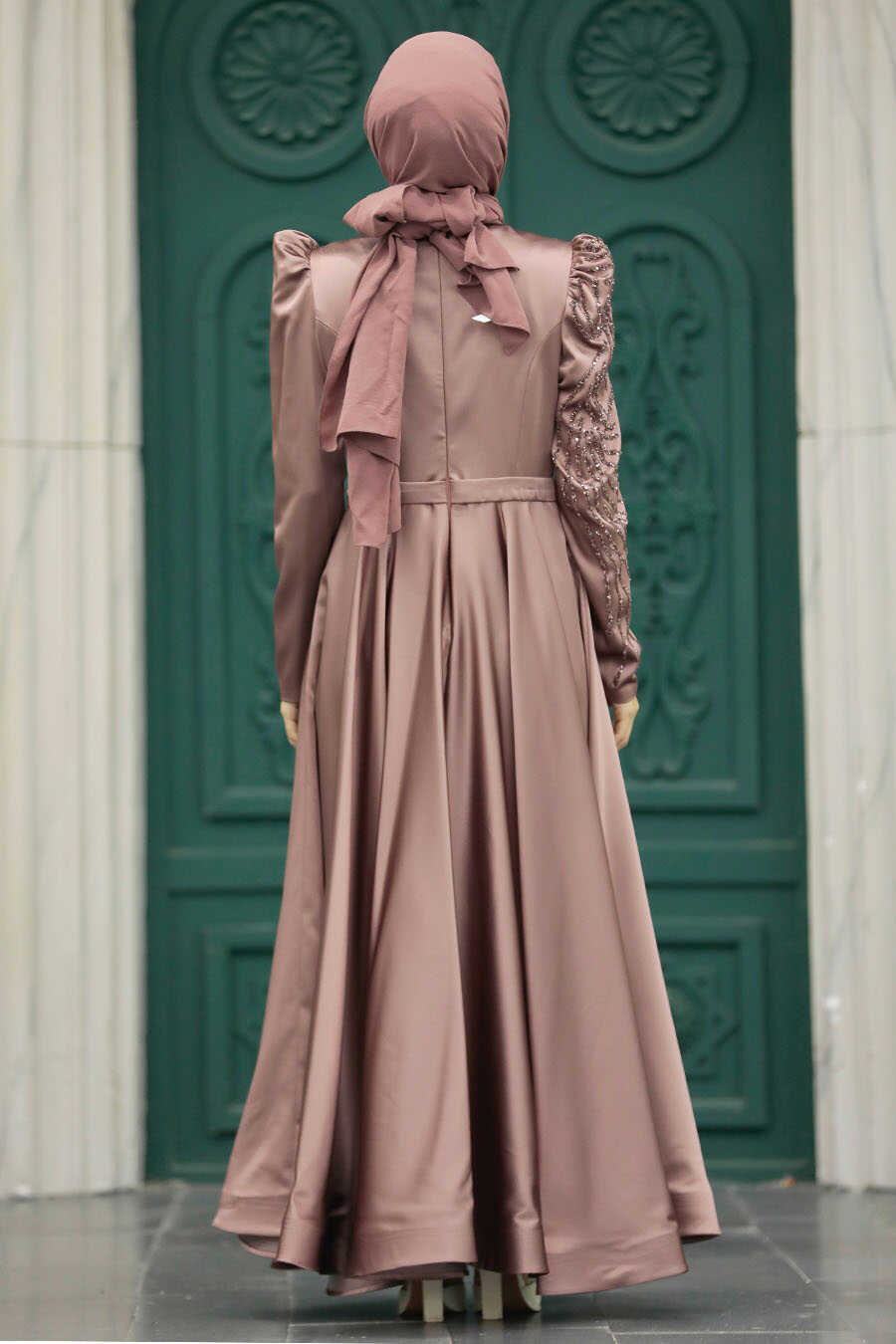 Neva Style - Satin Copper Islamic Evening Dress 23191BKR