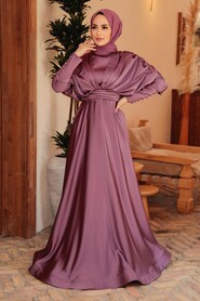  Satin Dark Dusty Rose Muslim Prom Dress 22470KGK - 2