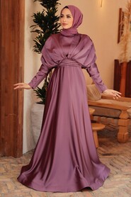  Satin Dark Dusty Rose Muslim Prom Dress 22470KGK - 1