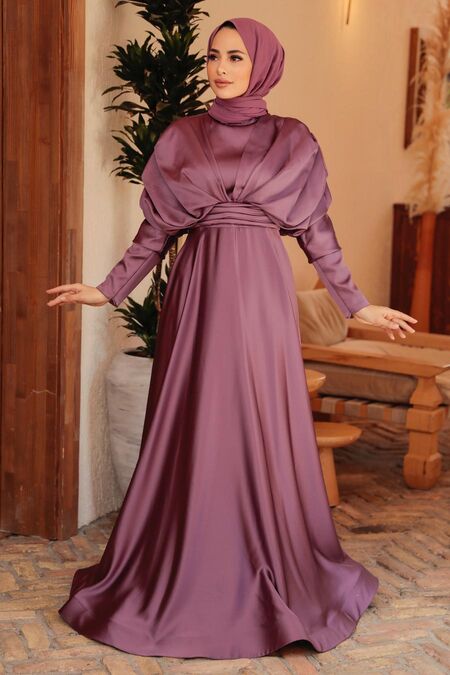  Satin Dark Dusty Rose Muslim Prom Dress 22470KGK - NEVA STYLE