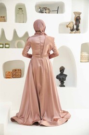  Satin Dusty Rose Modest Islamic Clothing Evening Dress 22441GK - 2