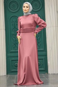  Satin Dusty Rose Muslim Bridesmaid Dress 4171GK - 1