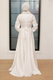  Satin Ecru Modest Islamic Clothing Wedding Dress 3064E - 2
