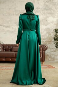  Satin Emerald Green Islamic Wedding Dress 3967ZY - 3