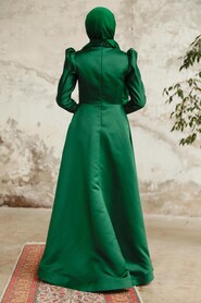  Satin Emerald Green Muslim Engagement Dress 22460ZY - 3
