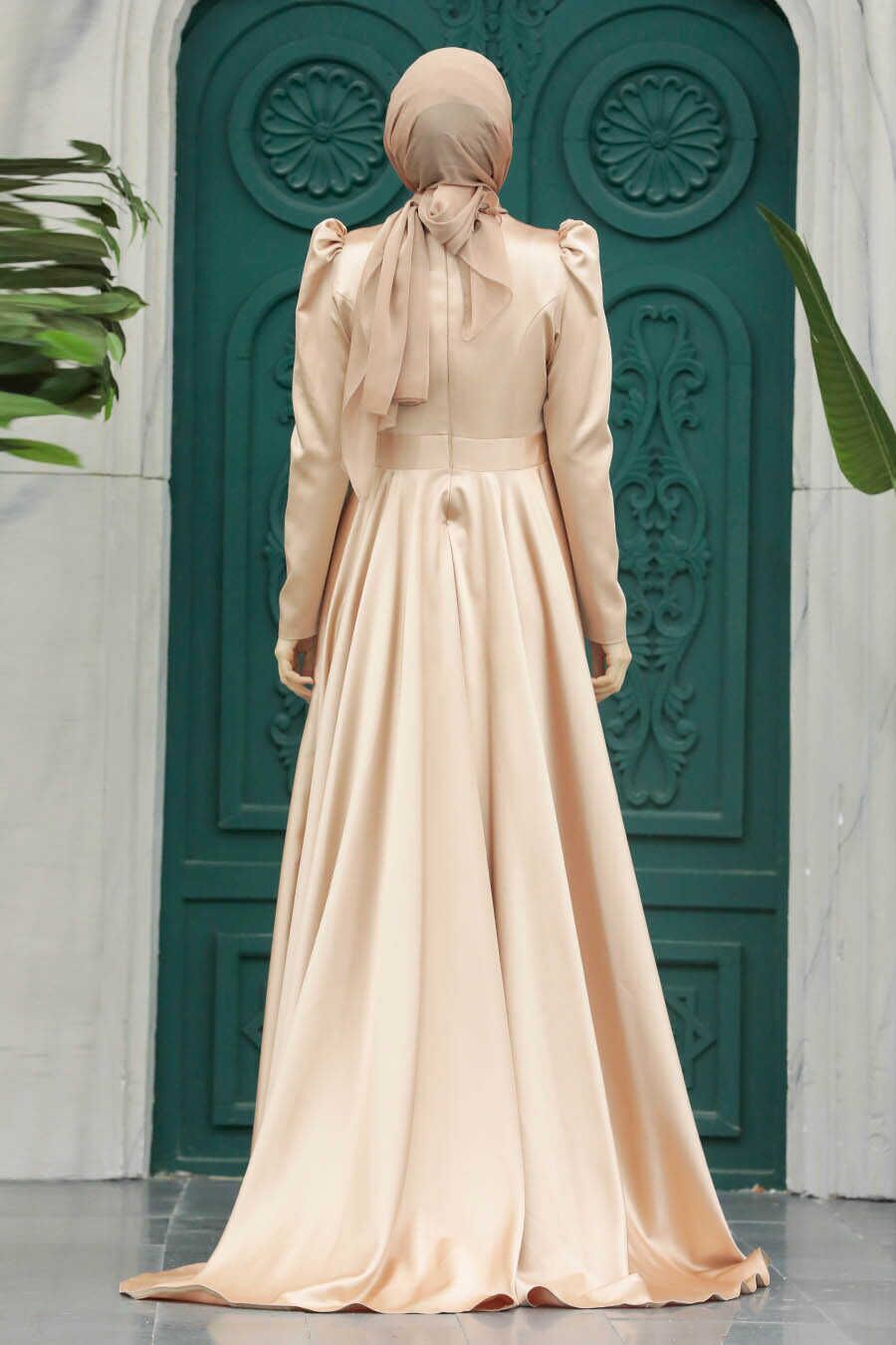 Neva Style - Satin Gold Muslim Wedding Gown 23082GOLD