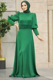  Satin Green Muslim Bridesmaid Dress 4171Y - 2