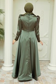  Satin Khaki Hijab Prom Dress 2239HK - 2