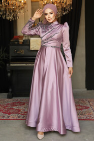  Satin Lila Hijab Prom Dress 2239LILA - 1