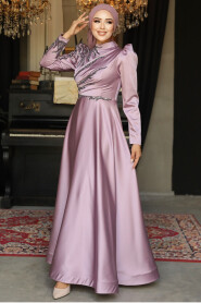  Satin Lila Hijab Prom Dress 2239LILA - 2