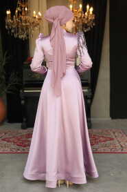  Satin Lila Hijab Prom Dress 2239LILA - 3