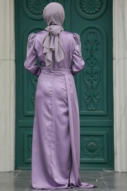  Satin Lila Modest Islamic Clothing Evening Dress 41312LILA - 3