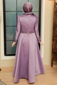  Satin Lila Modest Islamic Clothing Wedding Dress 22840LILA - 5