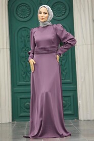  Satin Lila Muslim Bridesmaid Dress 4171LILA - NEVA STYLE