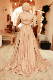  Satin Mink Hijab Long Sleeve Dress 777V - 4