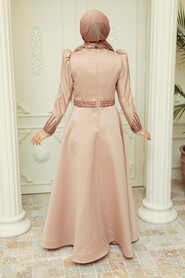  Satin Mink Modest Islamic Clothing Wedding Dress 22840V - 4