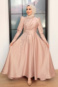  Satin Mink Muslim Engagement Dress 22460V - 2