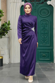  Satin Purple Muslim Bridal Dress 5940MOR - 1