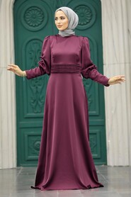  Satin Purple Muslim Bridesmaid Dress 4171MOR - NEVA STYLE