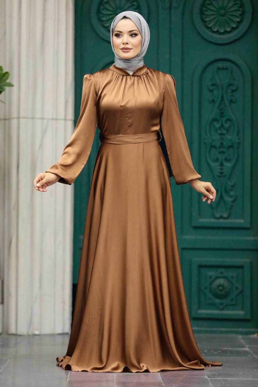 Neva Style - Satin Sunuff Colored Islamic Engagement Dress 25131TB