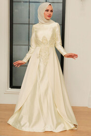  Satin Yellow Muslim Bridesmaid Dress 284SR - 1